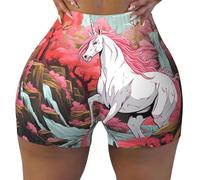 WBQLSL Pantaloncini da yoga da donna alla moda con stampa unicorno, leggings elasticizzati, adatti per l'uso quotidiano e l'esercizio fisico, Nero , S