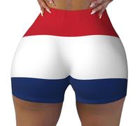 WBQLSL Pantaloncini sportivi elasticizzati da donna con stampa della bandiera olandese, adatti per il tempo libero, l'uso quotidiano o abbigliamento sportivo, nero, M