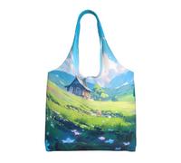 WBQLSL Peak Building, borsa a tracolla stampata, adatta per borse di tela robuste, borse della spesa, nera, taglia unica