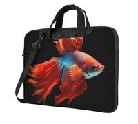 WBQLSL Pesce con un cuore triste stampa borsa a tracolla per laptop e valigetta, facile da trasportare per viaggi di lavoro e lavoro, Nero , 15.6 inch