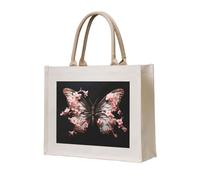 WBQLSL Petal Bloom - Borsa in tela stampata con farfalle, leggera, perfetta per spiaggia, picnic e shopping quotidiano