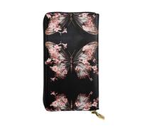 WBQLSL Petal Bloom Butterfly Pochette lunga in pelle con portamonete con cerniera e 12 scomparti per carte di credito, portafoglio per contanti da viaggio leggero