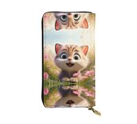 WBQLSL Piccola pochette in pelle stampata con gattino carino - Portafoglio 19 x 10,4 cm