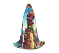 WBQLSL Piccolo mantello con cappuccio stampato con dinosauro alla moda, costume, costume per adolescenti, decorazione per feste, taglie S/M/L