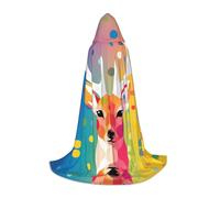 WBQLSL Piccolo mantello con cappuccio stampato con sfondo colorato, costume da adolescente, decorazione per feste, taglie S/M/L