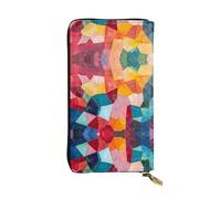 WBQLSL Pochette lunga in pelle a mosaico colorato con portamonete con cerniera e 12 scomparti per carte di credito, portafoglio per contanti da viaggio leggero
