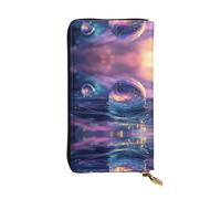 WBQLSL Pochette lunga in pelle con gocce d'acqua colorate con portamonete con cerniera e 12 scomparti per carte di credito, portafoglio per contanti da viaggio leggero