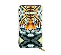 WBQLSL Pochette lunga in pelle con testa di tigre piccola grassa con portamonete con cerniera e 12 scomparti per carte di credito, portafoglio per contanti da viaggio leggero