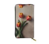 WBQLSL Pochette lunga in pelle Tulips con portamonete con cerniera e 12 scomparti per carte di credito, portafoglio per contanti da viaggio leggero