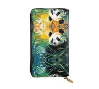 WBQLSL Pochette piccola in pelle stampata con panda e bambù - Portafoglio 19 x 10,4 cm