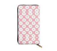 WBQLSL Portafoglio in pelle bianca con motivo crisantemo con cerniera, 19,1 x 10,4 cm di lunghezza, scomparti multipli e grande capacità, un buon regalo per gli amici