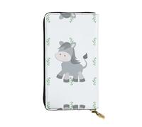 WBQLSL Portafoglio in pelle con asino sorridente con cerniera, 19,1 x 10,4 cm di lunghezza, scomparti multipli e grande capacità, un buon regalo per gli amici