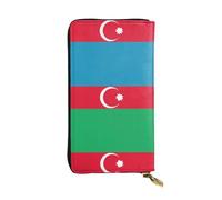 WBQLSL Portafoglio in pelle con bandiera dell'Azerbaigian con cerniera, 19,1 x 10,4 cm, pochette lunga più scomparti e grande capacità, un buon regalo per gli amici