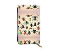 WBQLSL Portafoglio in pelle con cerniera a forma di piccoli insetti, 19,1 x 10,4 cm, scomparti multipli e grande capacità, un buon regalo per gli amici