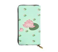 WBQLSL Portafoglio in pelle con cerniera, motivo fiori di loto, 19 x 10,4 cm di lunghezza, scomparti multipli e grande capacità, un buon regalo per gli amici