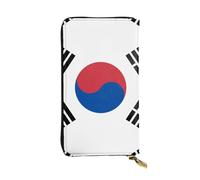 WBQLSL Portafoglio in pelle portatile, 19,1 x 10,4 cm, con scomparto segreto, per proteggere la privacy personale, motivo bandiera della Repubblica di Corea