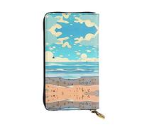 WBQLSL Portafoglio in pelle portatile, 19,1 x 10,4 cm, con scomparto segreto, per proteggere la privacy personale, motivo cartone animato spiaggia