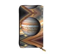 WBQLSL Portafoglio in pelle portatile, 19,1 x 10,4 cm, con scomparto segreto, per proteggere la privacy personale, motivo paesaggio di Giove