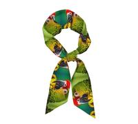 WBQLSL Primo piano con uccello pappagallo Lussuosa sciarpa da donna stampata, un accessorio alla moda versatile che può essere utilizzato come elegante foulard, cravatta aziendale, braccialetto o