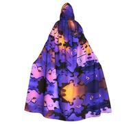 WBQLSL Puzzle Halloween mantello mascherata mantello con cappuccio rave party costume (lunghezza 147 cm/cappuccio altezza 38 cm)