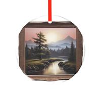 WBQLSL Questo ciondolo in vetro rotondo con stampa di montagne e fiumi distanti è perfetto per Natale, Halloween e altre decorazioni natalizie.
