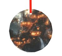 WBQLSL Questo ciondolo rotondo in vetro natalizio con stampa Fairy Tale World è perfetto per Natale, Halloween e altre decorazioni natalizie.