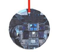 WBQLSL Questo ciondolo rotondo in vetro stampato con cabina del futuro è perfetto per Natale, Halloween e altre decorazioni natalizie.