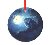 WBQLSL Questo simpatico ciondolo in vetro rotondo con stampa a forma di gufo è perfetto per Natale, Halloween e altre decorazioni natalizie.