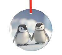 WBQLSL Questo simpatico ciondolo rotondo in vetro con stampa a forma di pinguino è perfetto per Natale, Halloween e altre decorazioni natalizie.