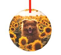 WBQLSL Questo simpatico ciondolo rotondo in vetro con stampa di barboncini è perfetto per Natale, Halloween e altre decorazioni natalizie.