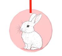 WBQLSL Questo simpatico ciondolo rotondo in vetro stampato a forma di coniglietto è perfetto per Natale, Halloween e altre decorazioni natalizie.