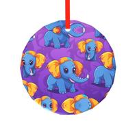 WBQLSL Questo simpatico ciondolo rotondo in vetro stampato con elefante è perfetto per Natale, Halloween e altre decorazioni natalizie.