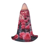WBQLSL Roses by the sea - Piccolo mantello con cappuccio stampato, costume per adolescenti, decorazione per feste, taglie S/M/L
