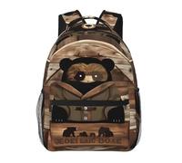 WBQLSL Rustic Lodge Bear - Zaino casual per computer portatile, per viaggi, escursioni, campeggio, palestra