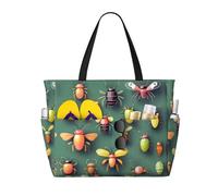 WBQLSL Sacchetto di viaggio della spiaggia del modello dell'atlante dell'insetto per la palestra/piscina/supermercato shopping/breve viaggio
