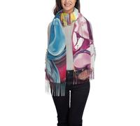 WBQLSL Scialle da donna con nappe in peluche a geometria liquida, perfetta per abiti autunnali e invernali, regali per le vacanze