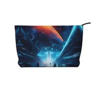 WBQLSL Science Fiction Future - Borsa cosmetica in velluto a coste stampata - borsa da viaggio essenziale per cosmetici