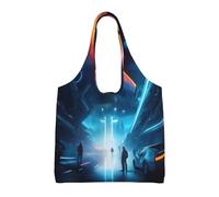 WBQLSL Science Fiction Future - Borsa da donna in tela con stampa, borsa a tracolla casual + borsa a mano, design a doppio uso,