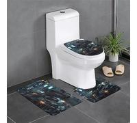 WBQLSL Set di 3 tappetini da bagno protettivi assorbenti e impermeabili, adatti per WC e bagno, motivo futuro robot