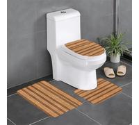 WBQLSL Set di tappetini originali in legno (3 pezzi) - tappetino antiscivolo per bagno, camera da letto, cucina