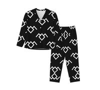 WBQLSL Set pigiama a maniche lunghe con stampa di gufi, semplice e confortevole, Nero , S-3XL