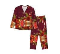 WBQLSL Set pigiama a maniche lunghe con stampa in scatola, abbigliamento da casa semplice e confortevole, Nero , XXL-3XL