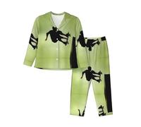 WBQLSL Set pigiama a maniche lunghe con stampa skateboard, abbigliamento da casa semplice e confortevole, Nero , XL-3XL