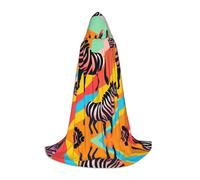WBQLSL Sfondo colorato Zebra stampato piccolo mantello con cappuccio, costume, costume da adolescente, decorazione per feste, taglie S/M/L