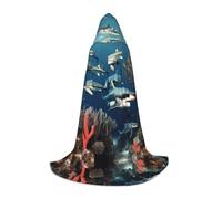 WBQLSL Sharks under the sea M stampato accappatoio mantello | con cappuccio | costume cosplay | accessori per feste di Halloween | S/M/L
