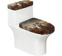 WBQLSL Sheep in the Grasslands Prints Set di due pezzi coperchio del water elastico e coperchio del serbatoio dell'acqua copertura antipolvere decorazione WC