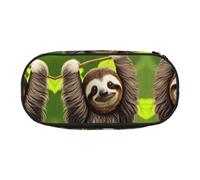 WBQLSL Simpatico bradipo stampato cancelleria Storage Bag - multi-griglia stratificato matita caso portatile studente matita sacchetto