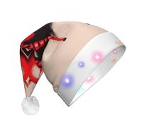 WBQLSL Simpatico cappello da Babbo Natale con piccolo ragno rosso con luce LED, unisex, per Natale, Capodanno, regalo per adulti, in peluche, regalo per feste di Natale