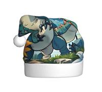 WBQLSL Simpatico cappello di Babbo Natale stampato con dinosauro, decorazione per feste di Natale, decorazione interattiva per feste di Capodanno