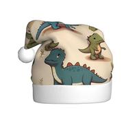 WBQLSL Simpatico cappello di Babbo Natale stampato con dinosauro, decorazione per feste di Natale, festa di Capodanno, accessorio interattivo